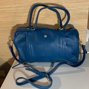 Ora Delphine Liza Blue Pebbled Leather Satchel NWOT